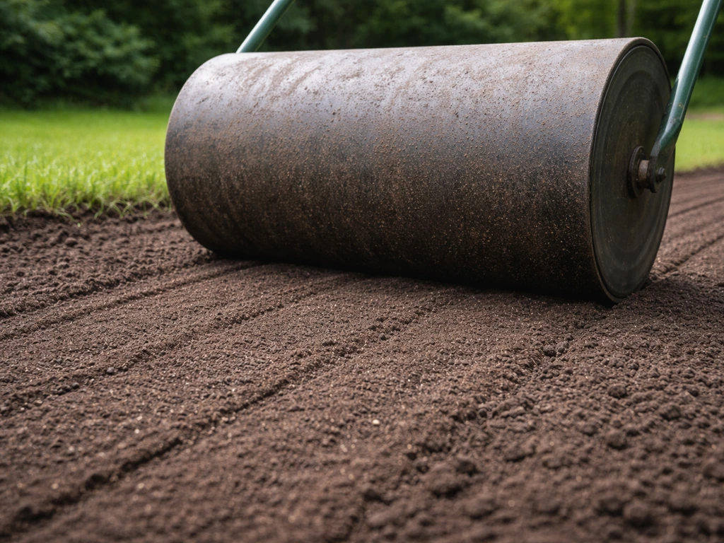 Tuinwals rolt over net ingezaaide grond, waar bodemcontact zichtbaar beter is