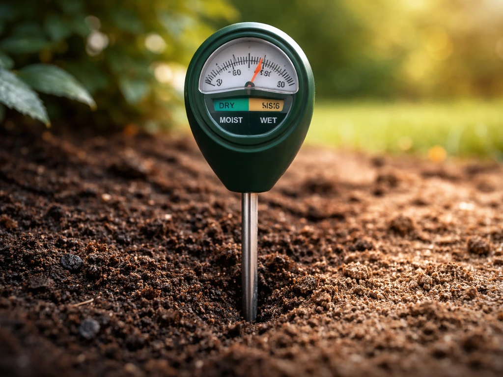 Bodemmeter/thermometer in de grond in een koele vs warmere seizoenssetting met zon en schaduw.