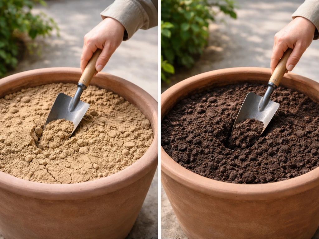 Vergelijking van zand- en kleigrond: zand oogt droger, klei heeft een vochtige toplaag.