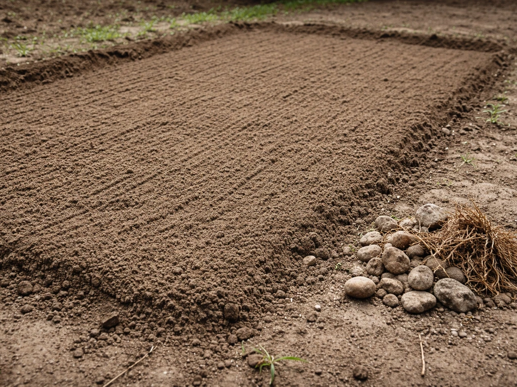 Vlak en licht vochtig zaaibed met fijne grond, egalisatiesporen en zichtbare verwijderde stenen en wortelresten